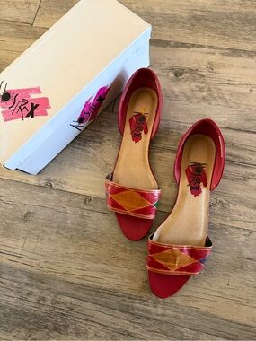 ✨RARE Find✨NIB Vintage 80s Abstrax Geometric Patchwork Leather D'Orsay Sandals